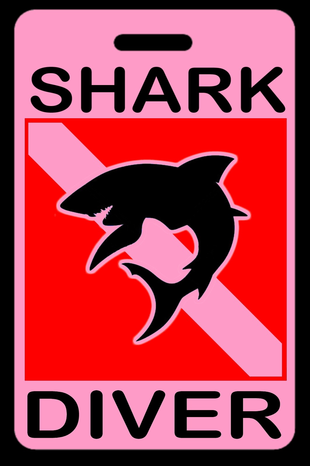 Pink Shark Diver w/ Silhouette SCUBA Diving Luggage/Gear Bag Tag - New