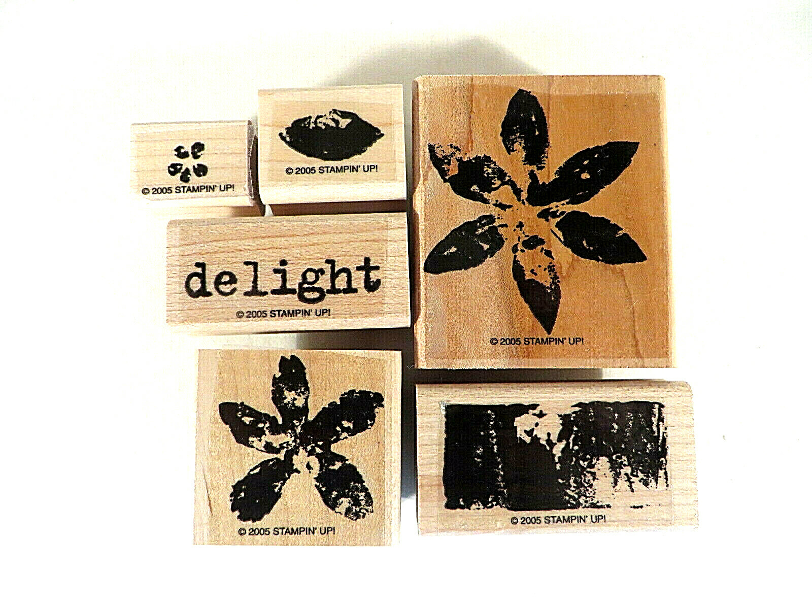 Stampin'Up! Mounted Rubber Stamps Set of 6 Floral Delight 2005