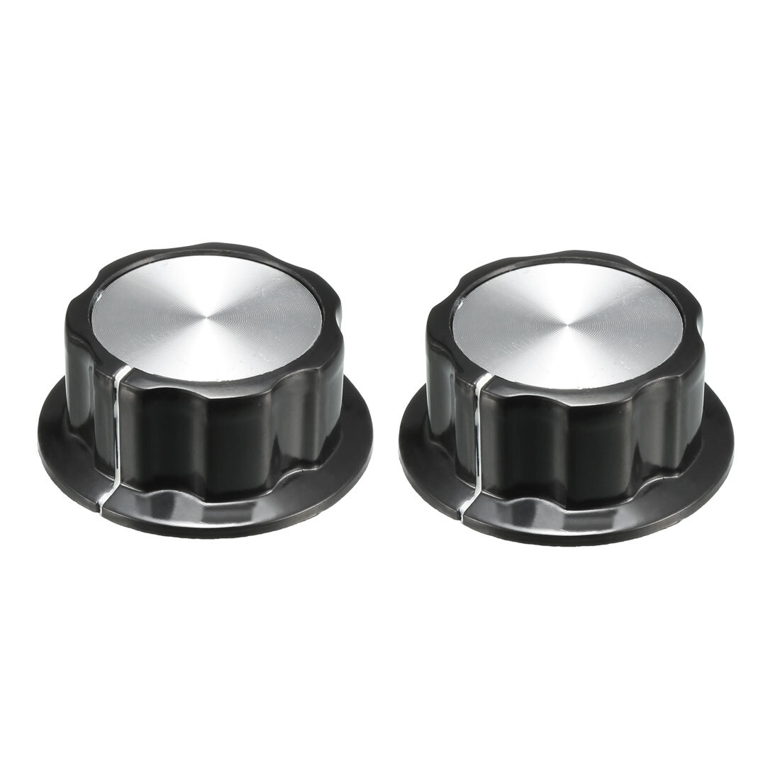 2pcs Top Potentiometer Volume Control Rotary Knobs 44.5x19mm Silver Tone