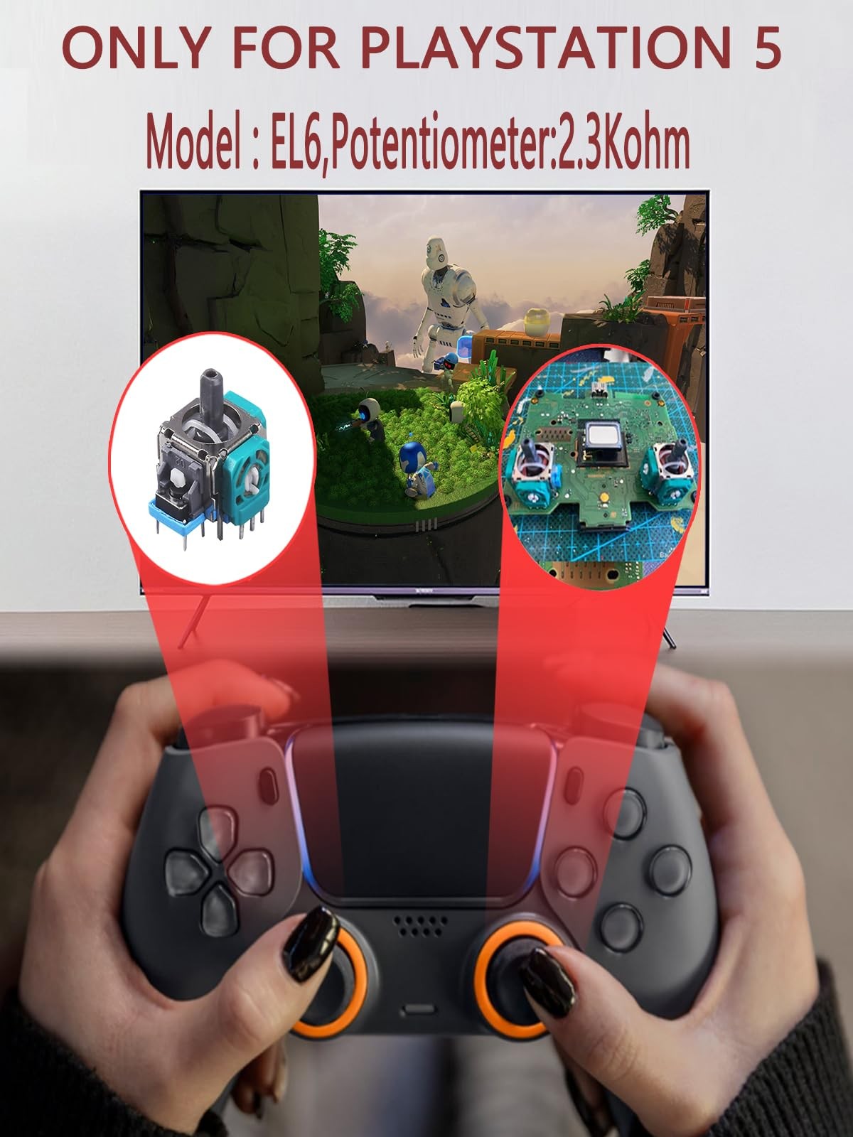 Ps5 Joystick Replacement for Sony PlayStation 5 Ps5 Controller Repair Kit for...