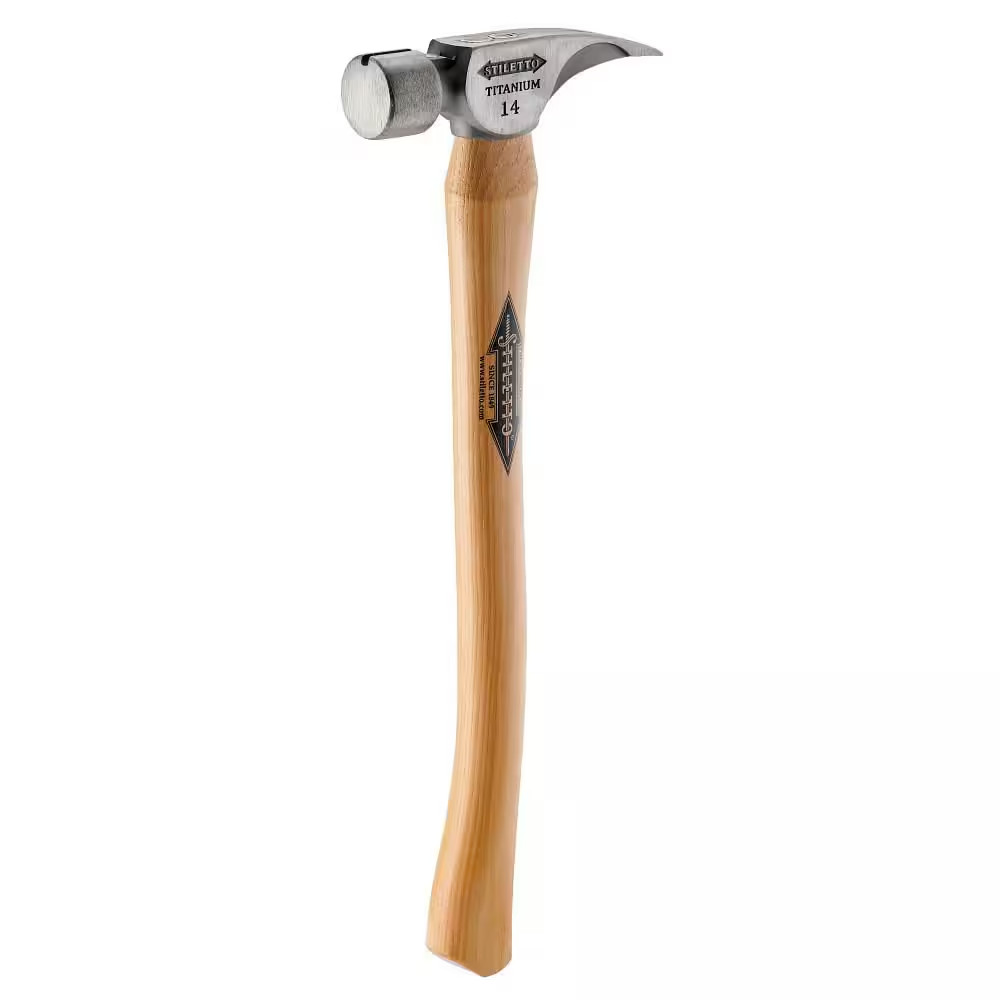 14 Oz. Titanium Smooth Face Hammer with 18 In. Curved Hickory Handle