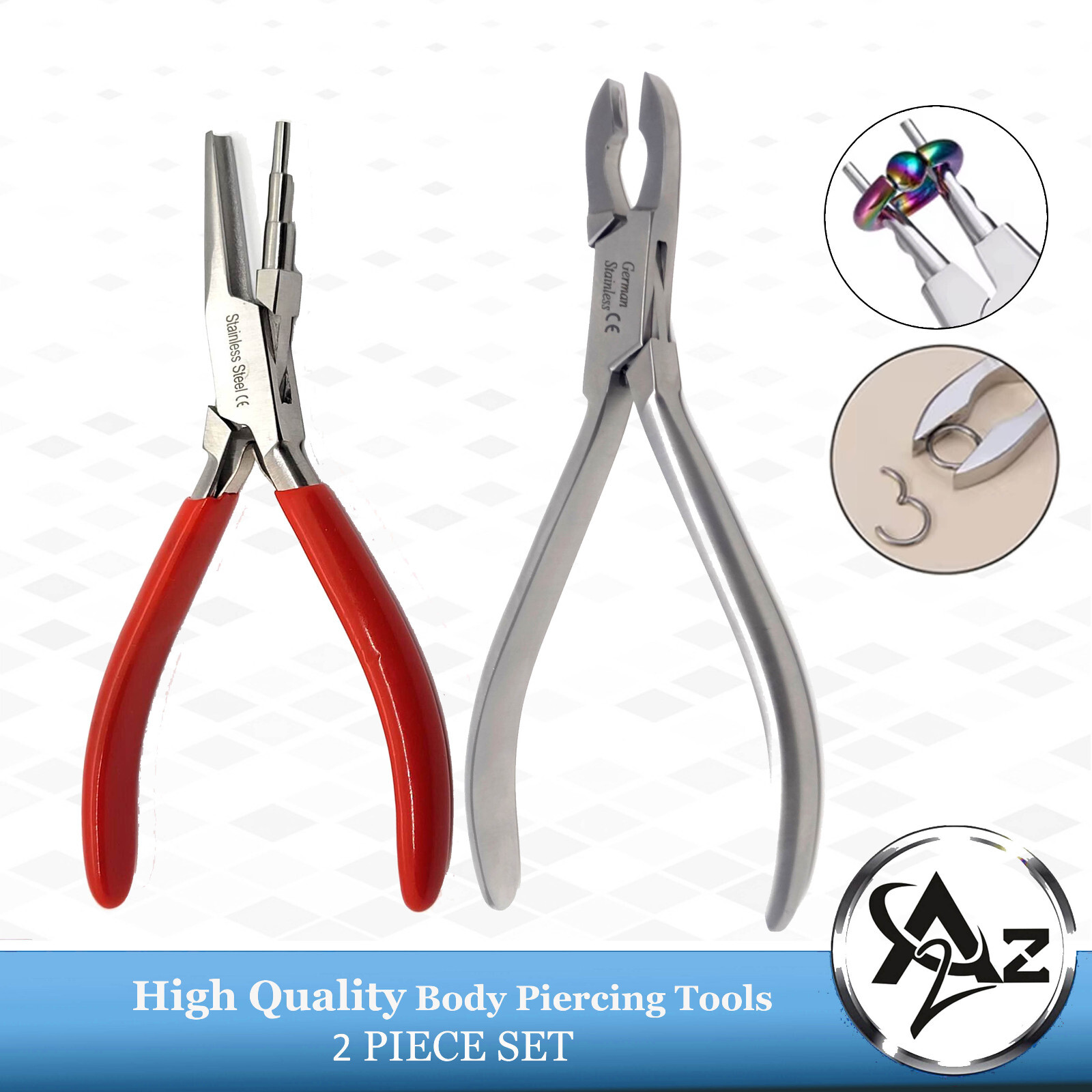 2 Pcs Ring Opening & Closing Pliers - Body Piercing Tools Stainless German Grade
