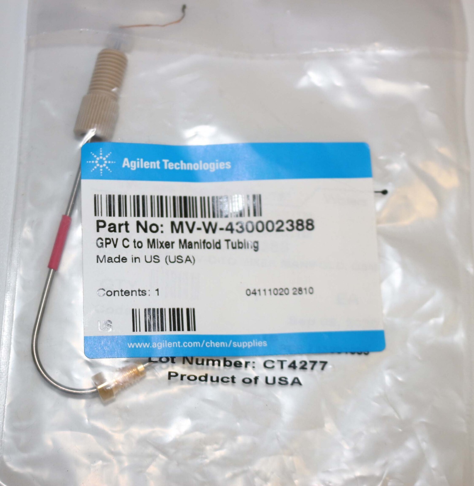 New! Waters Quality Parts Tubing Assembly, GPV-C to Mixer Manifold, 430002388