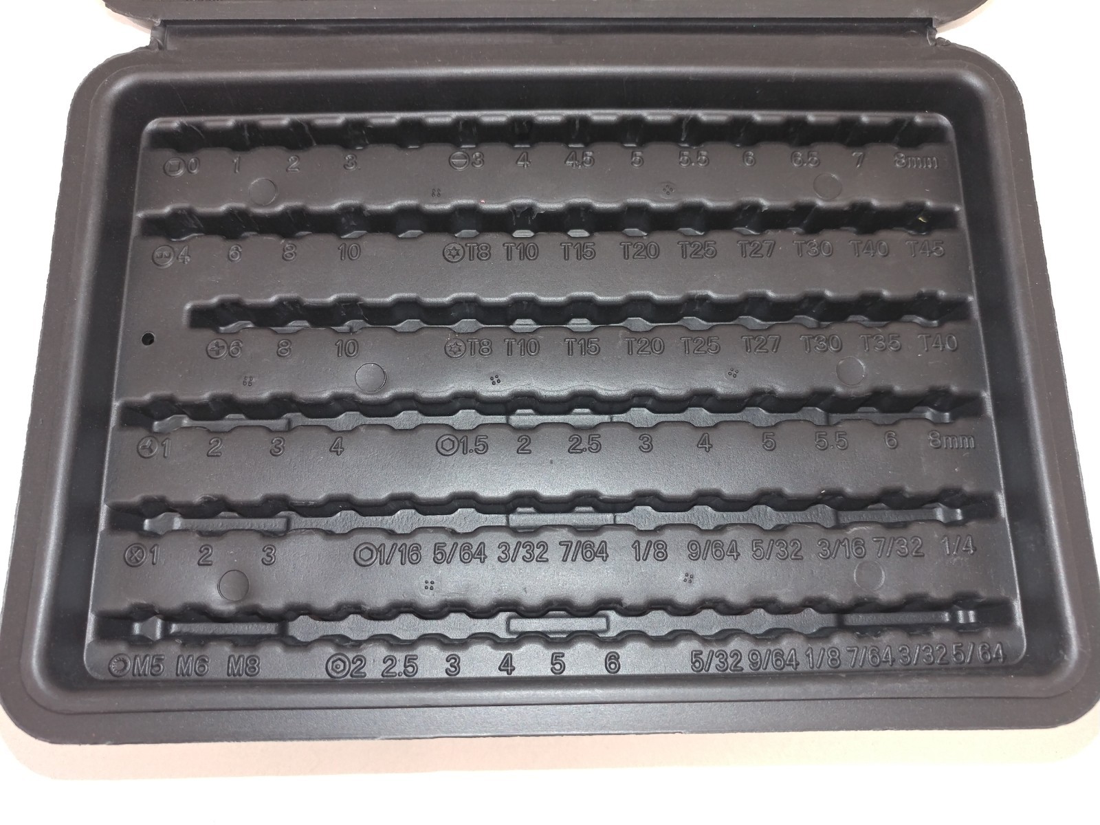 Black Box For 100 1/4" Bit Organizer Plastic Case Box Empty Screwdriver Bits