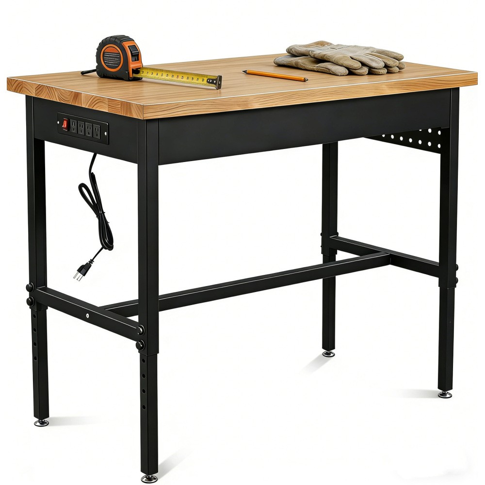 70"x22" Adjustable Workbench with Power Outlet, Heavy Duty 2500LBS Load Capacity