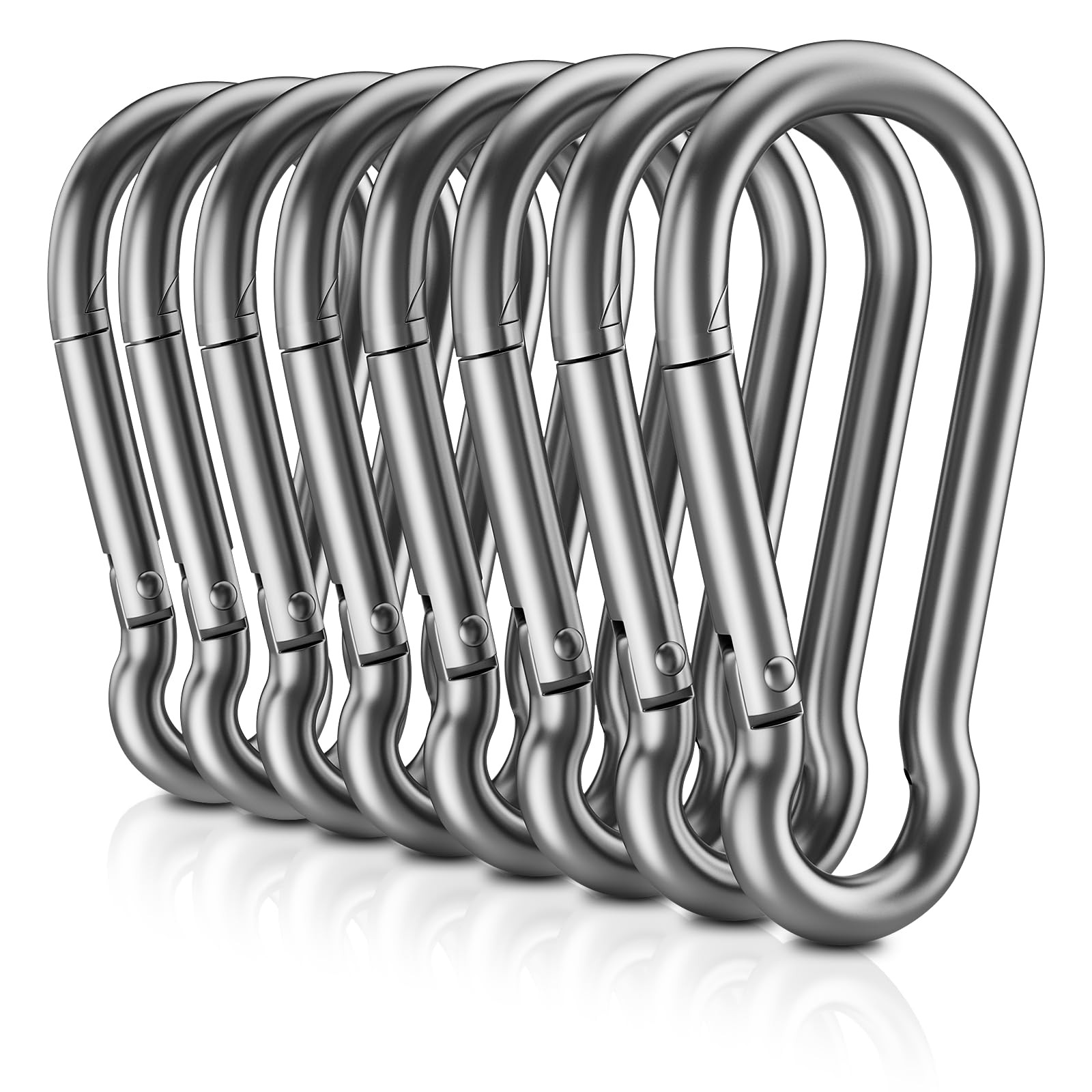 304 Stainless Steel Carabiner Clips 【NO Rust】 1360lbs Heavy Duty Carabiners 2...