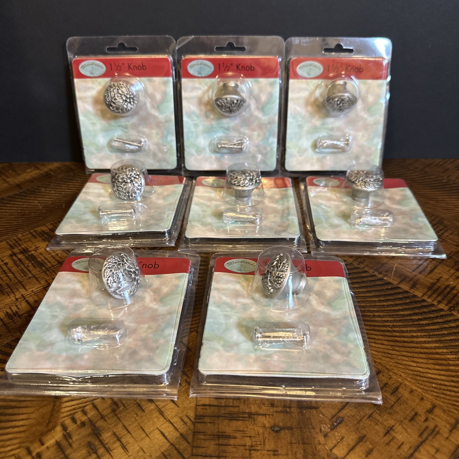 Woodlands Warm Pewter Leaf Cabinet Knobs Set of 8 – Rustic Kitchen Bath NIP