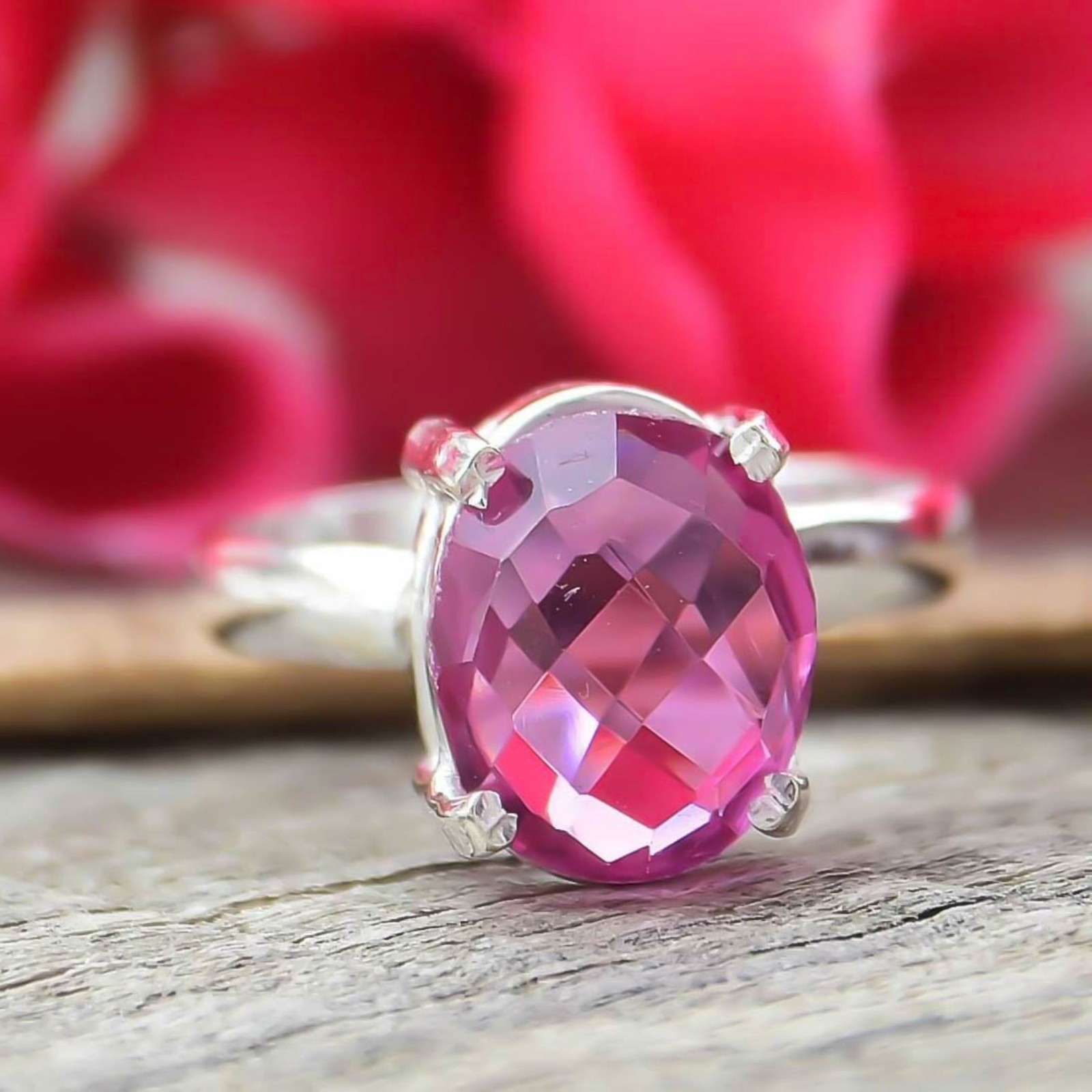 Pink Kunzite Gemstone 925 Sterling Silver Handmade Jewelry Ring Gift For