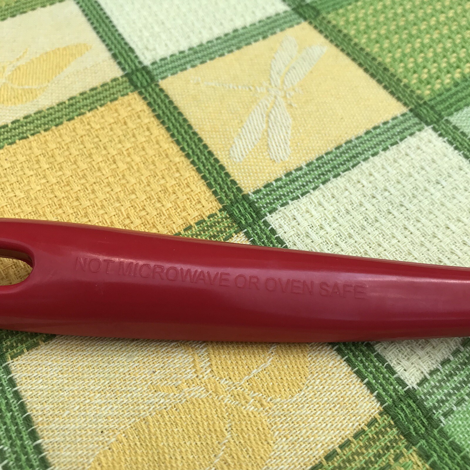 Vintage Melamine Red Slotted Spoon Serving Hard Plastic 12”