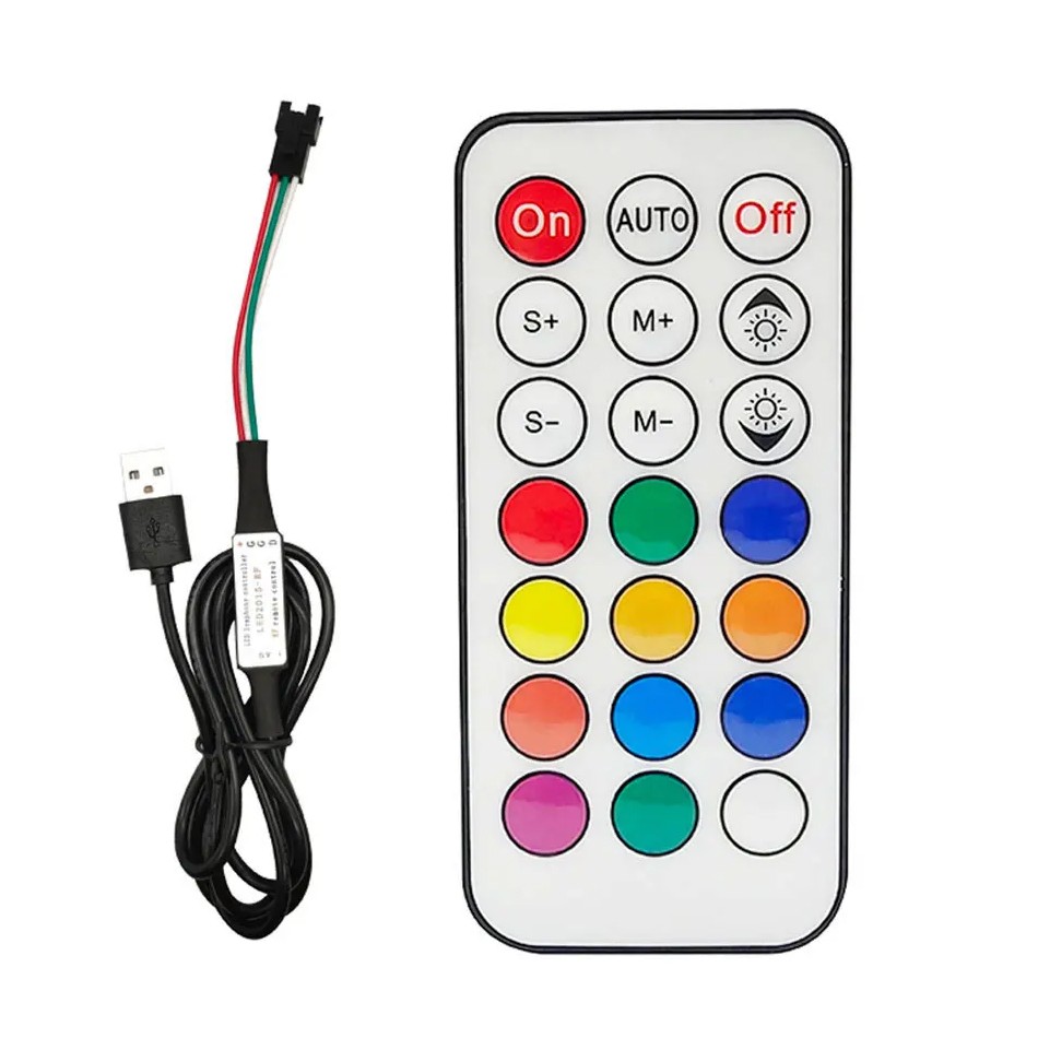 WS2812B WS2811 RGB Controller LED Pixels Light Strip DC/USB 21Keys RF Control