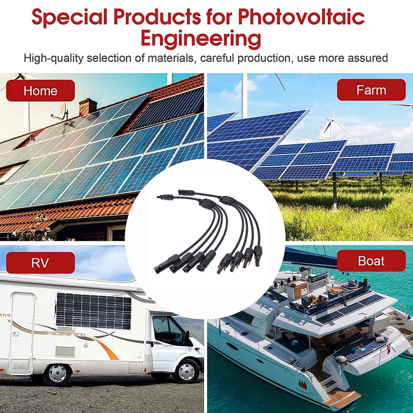 PFCTART Solar Panel Y Branch Cable Connection Waterproof Adapter Connector IP67