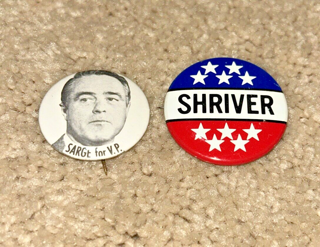 2 - 1976  SARGENT SHRIVER FOR PRESIDENT Buttons SARGE FOR V.P.