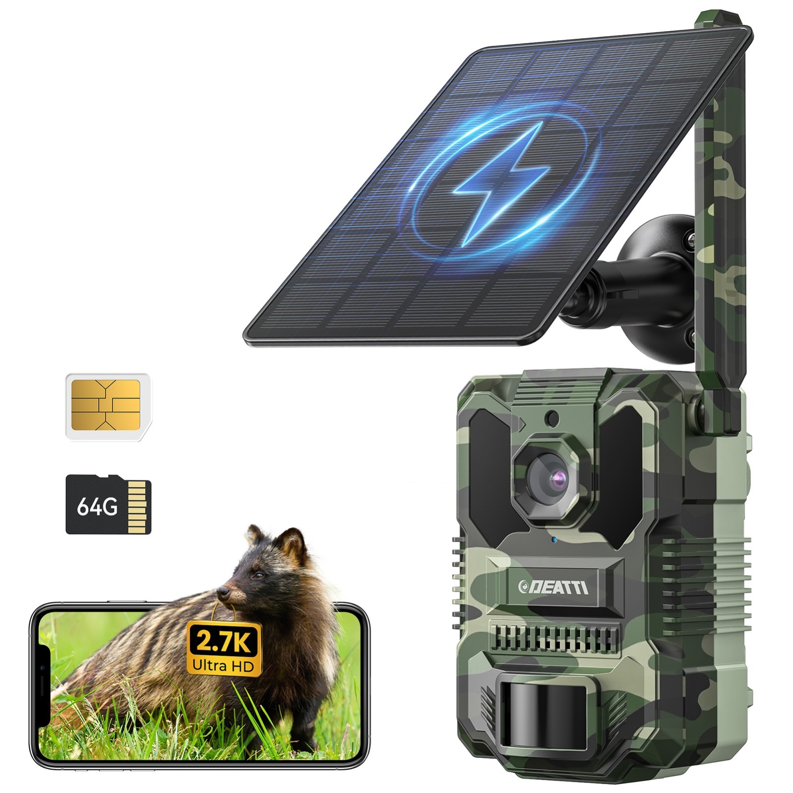 4G Trail Cameras Solar Video Cellular with Night Vision Waterproof Game Camera