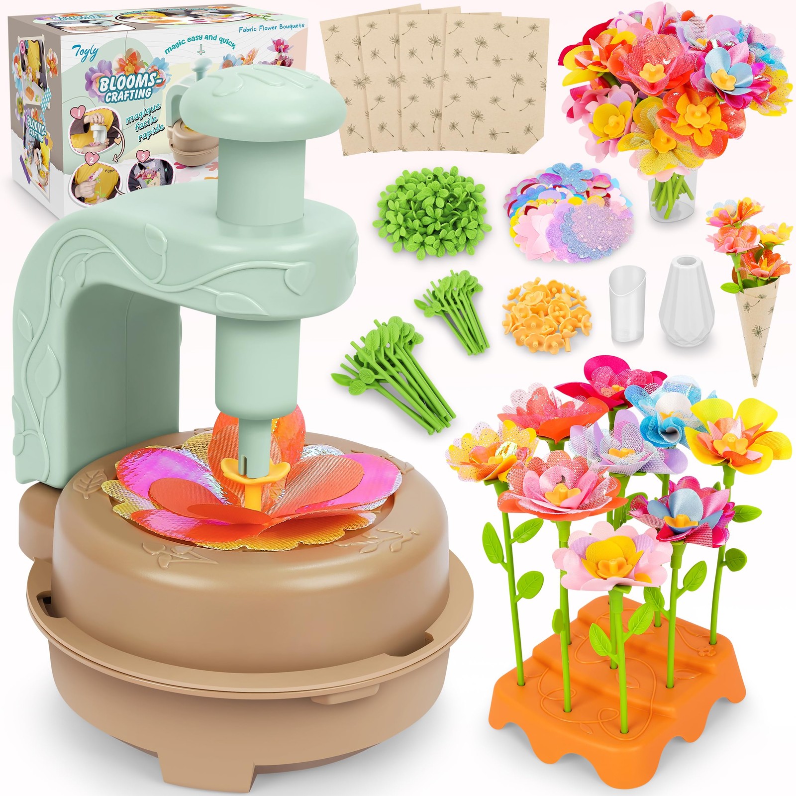 Fabric Flower Bouquets Toys, DIY Craft Kits Toys for Kids Small, multicolored