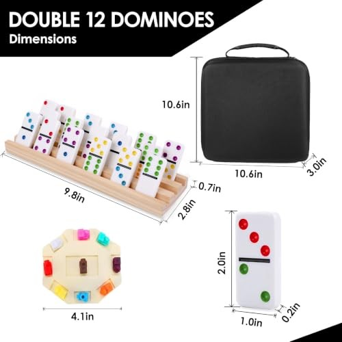 Mexican Train Dominoes Set Double 12 Dot Domino Tiles, Double 12 Dot + 8 Racks