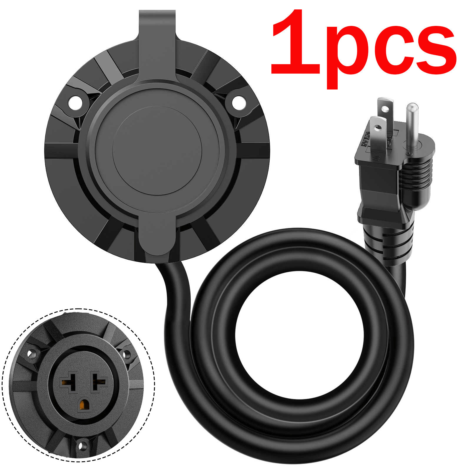 5-in-1 Outdoor Power Outlet, 20A 125V RV Power Outlet Shore Charger Socket 12AWG