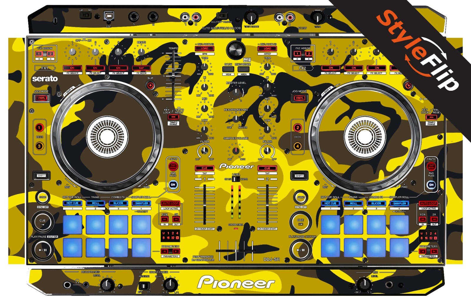 Pioneer DDJ-SR Skin | Camo Yellow | Protective Decal | StyleFlip Skins