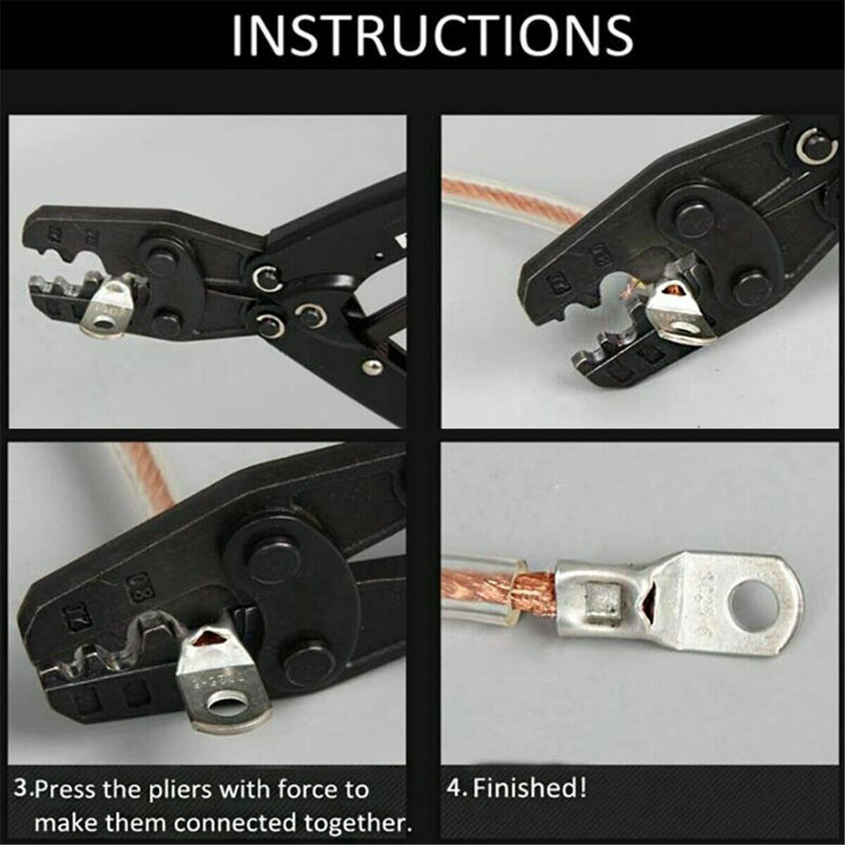 140x Copper Battery Cable End Eyelet Ring Lug Terminal Wire Connector Crimp Kit