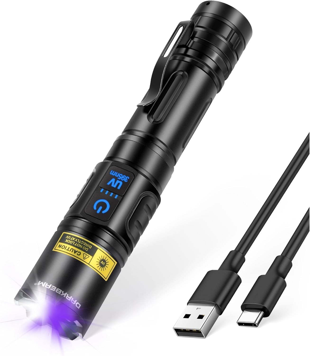 UV Flashlight 365nm & 395nm Dual Black Light, Blacklight USB Rechargeable LED...