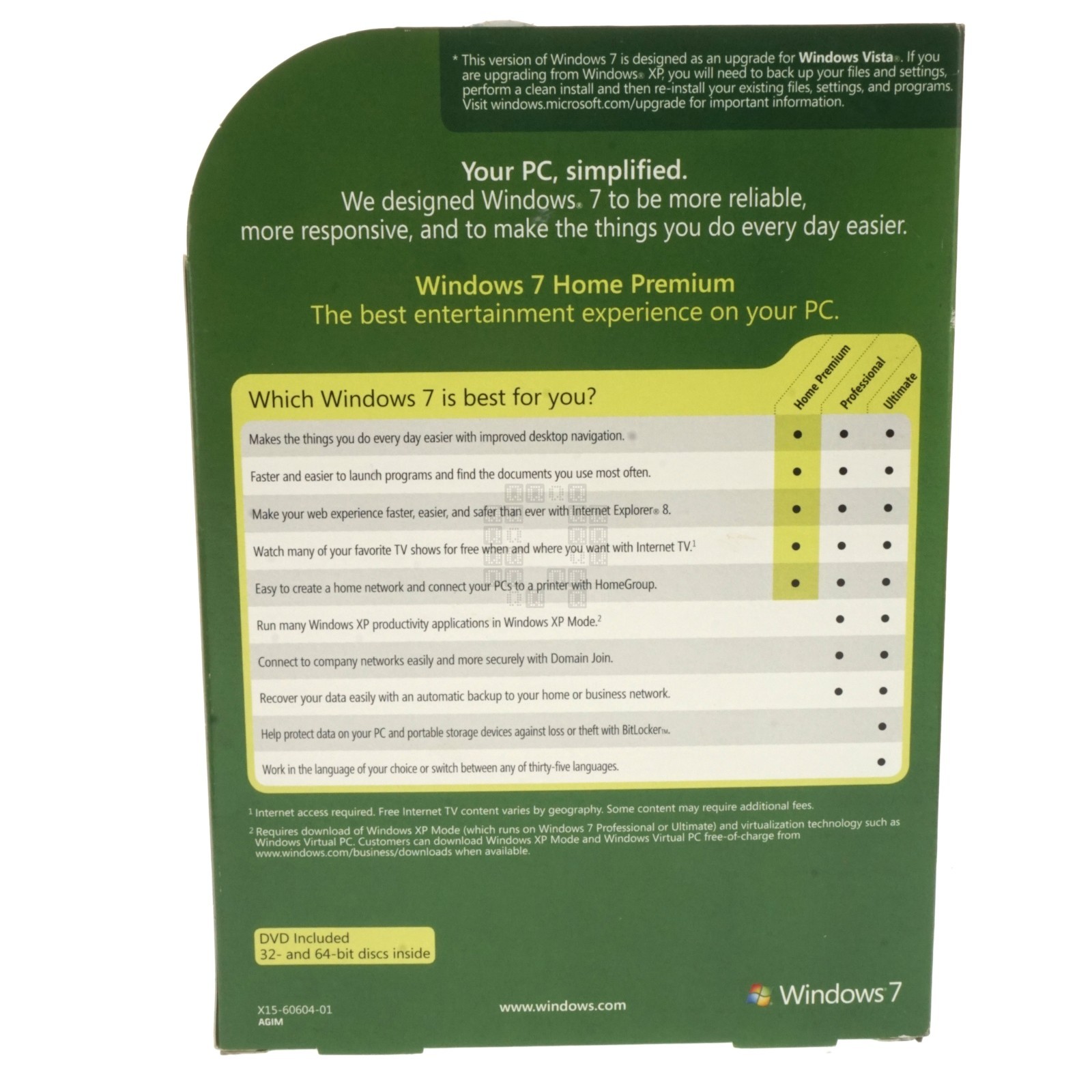 Microsoft GFC-00020 Windows 7 Home Premium Upgrade DVD, 32-Bit
