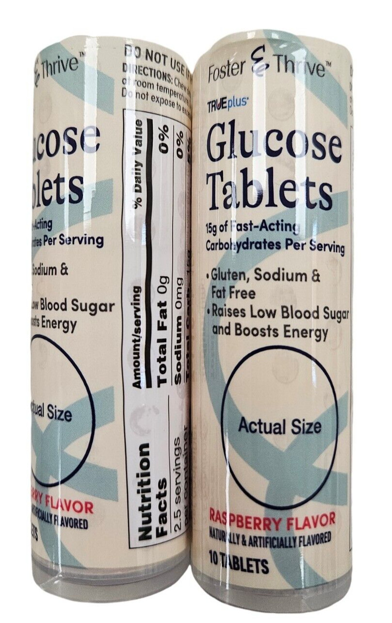 F&T Glucose Tablets RASPBERRY 10 Count Tube  ( 2 pack ) /