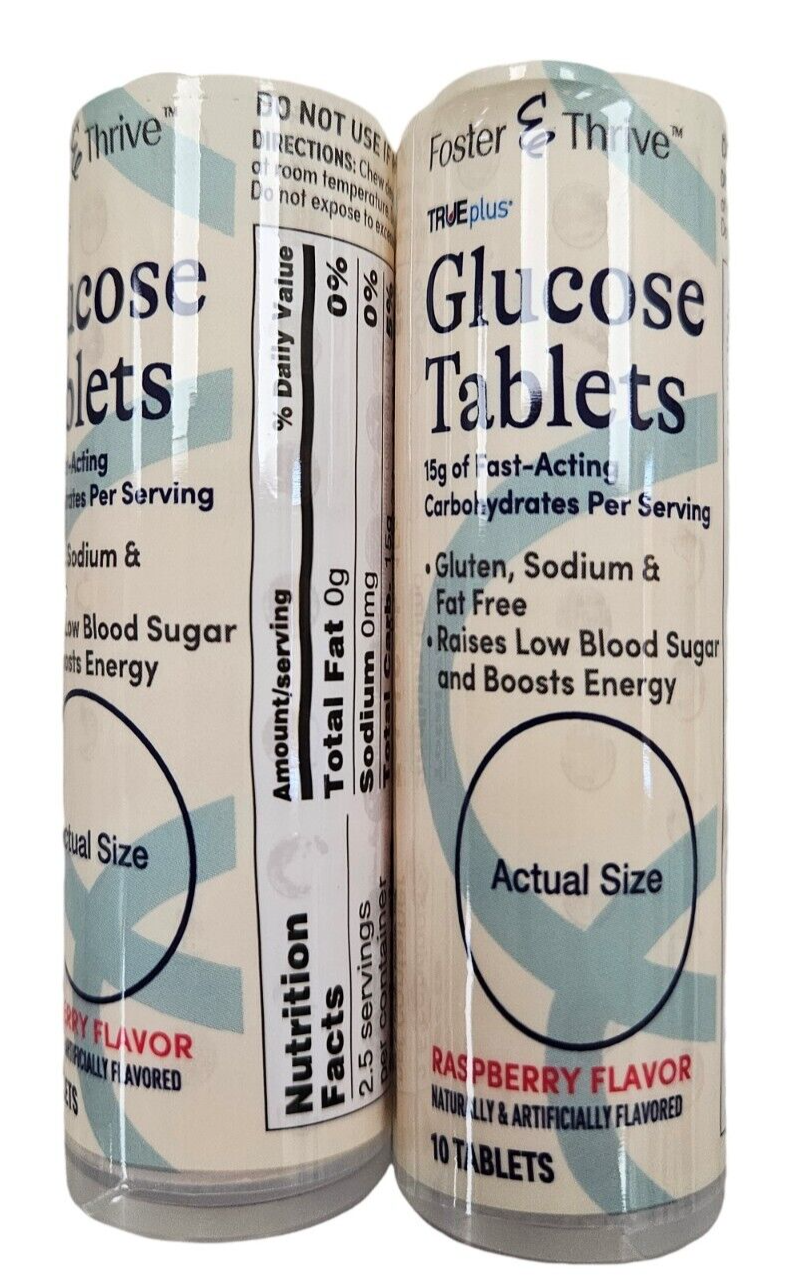 F&T Glucose Tablets RASPBERRY 10 Count Tube ( 2 pack ) /
