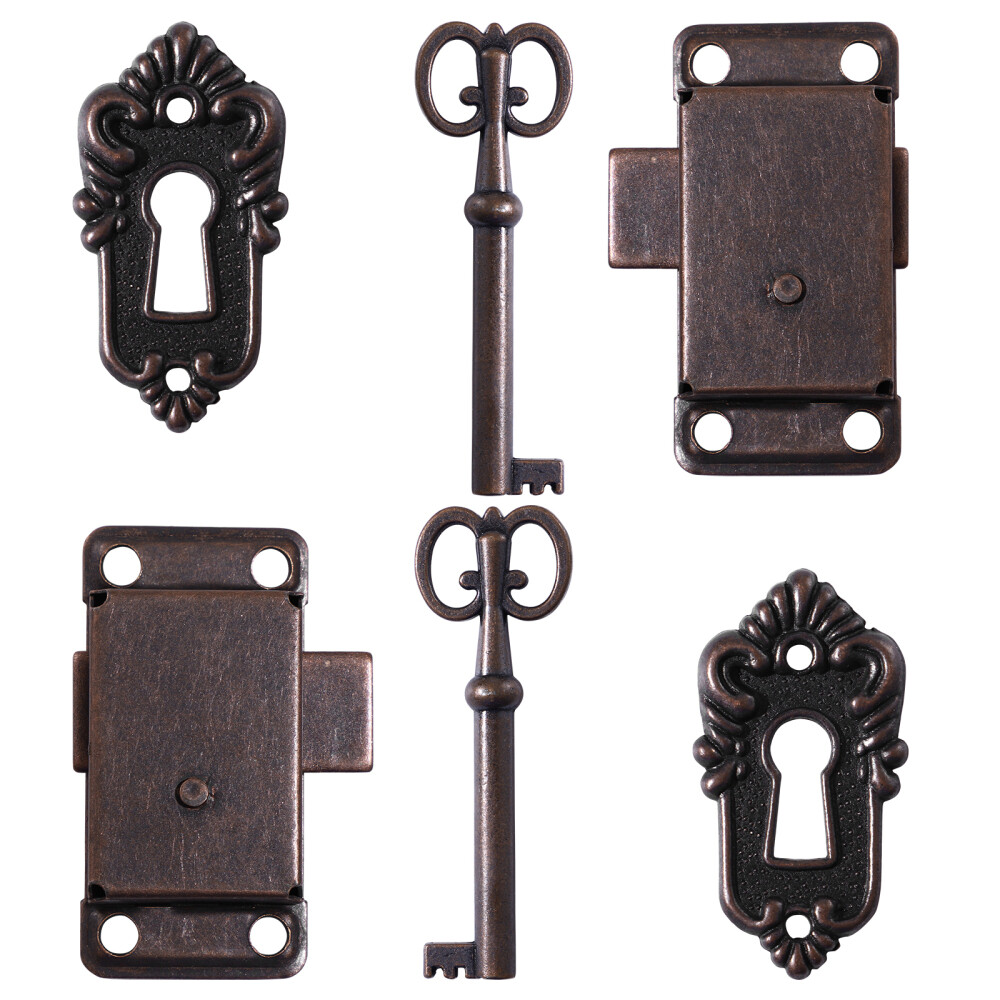 2PCS Vintage Cabinet Locks with Keys Vintage Lock Key Wood Case Locks Latches