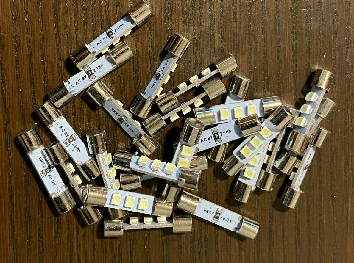 25 New Royal Blue 8V Fuse Lamp LED Light Bulbs fr Marantz Sansui Pioneer Kenwood