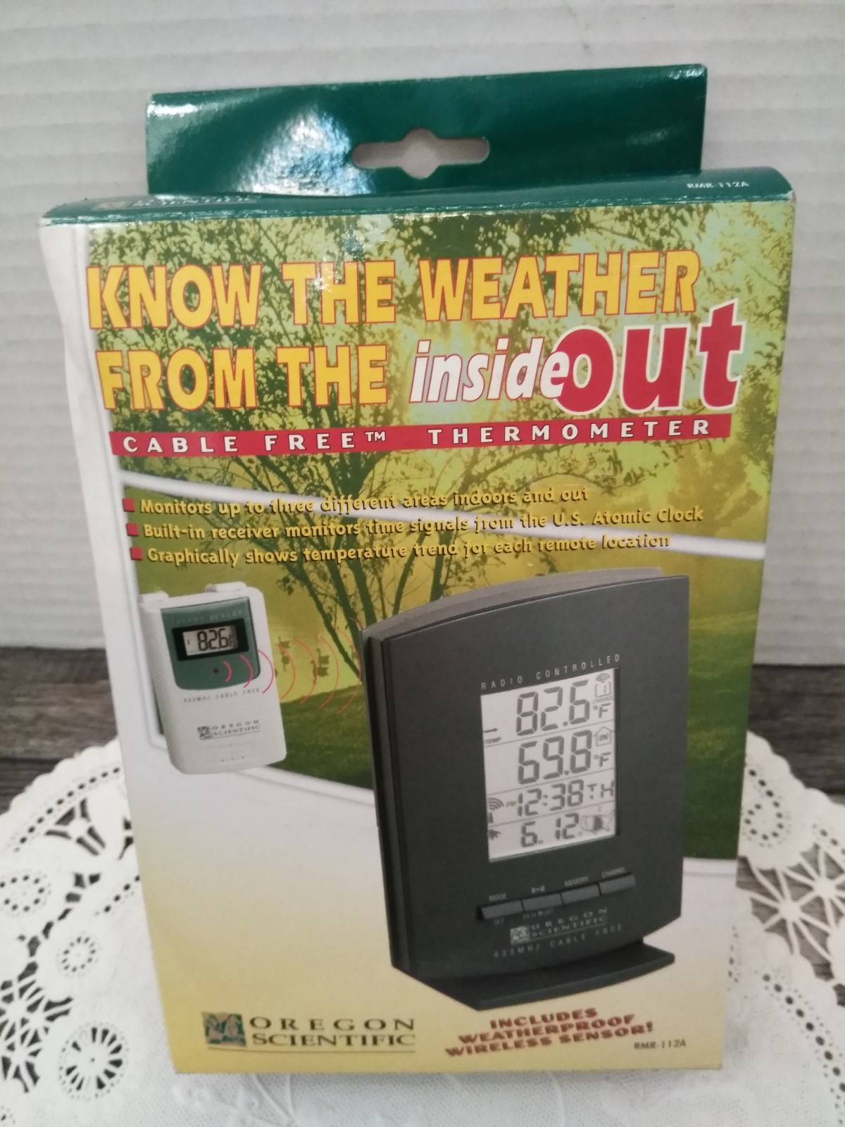 VTG 1999 Oregon Scientific RMR112A Indoor/Outdoor Thermometer & Atomic Clock NEW