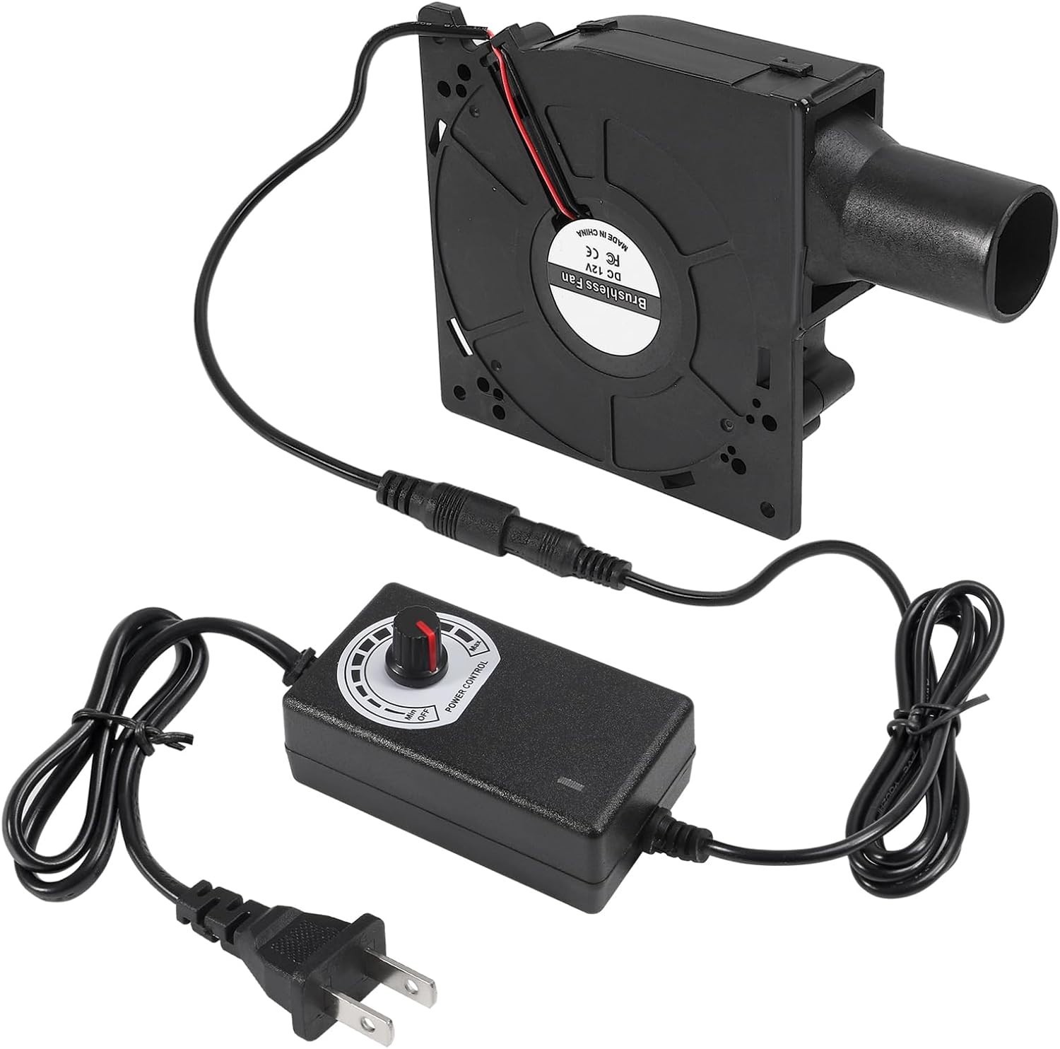 120mm 12V BBQ Blower Fan with Variable Speed Controller for Outdoor Cooking & Ve