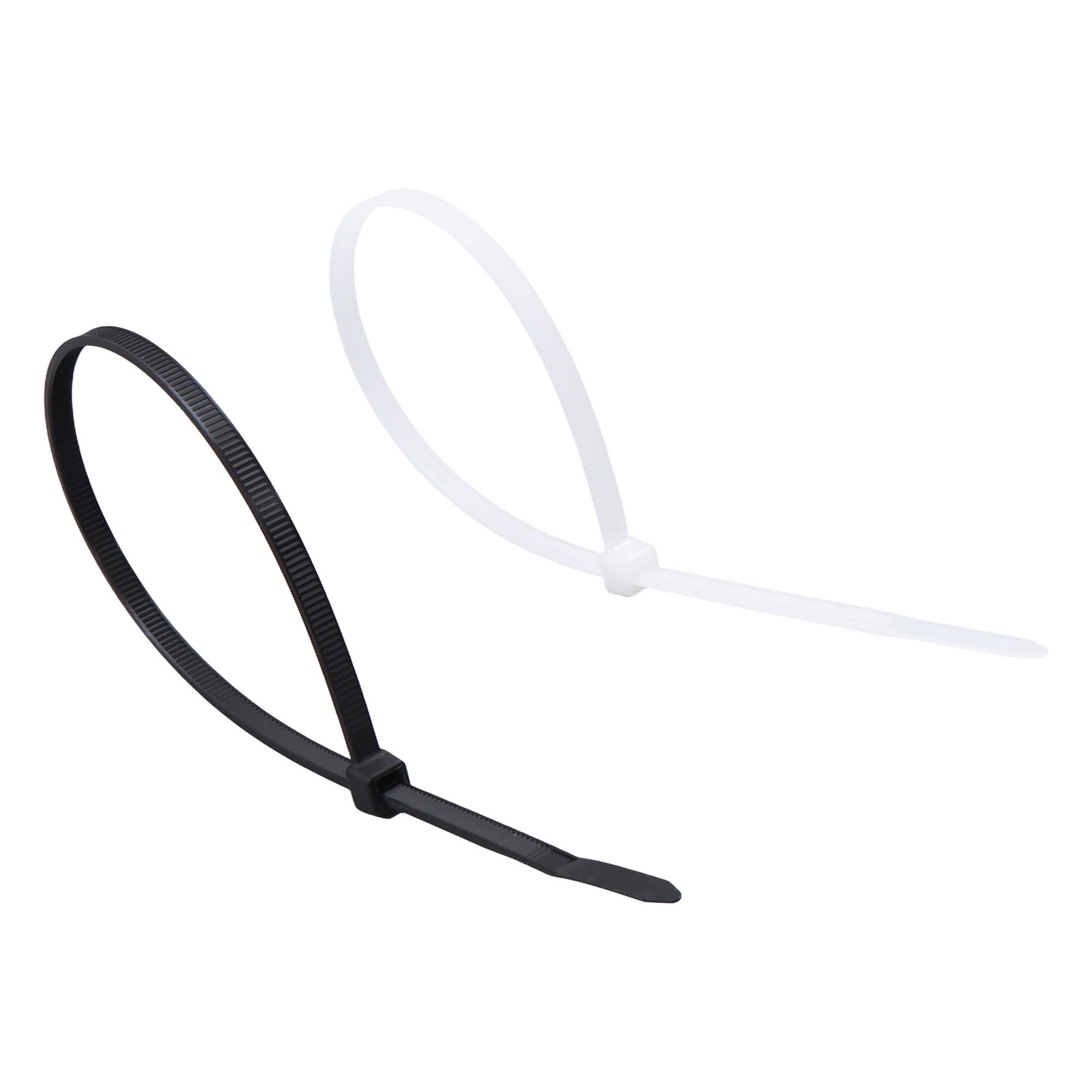 Self-locking Cable Ties, 12", 50 lbs, Nylon, 1000-Pack Black & 100-Pack White