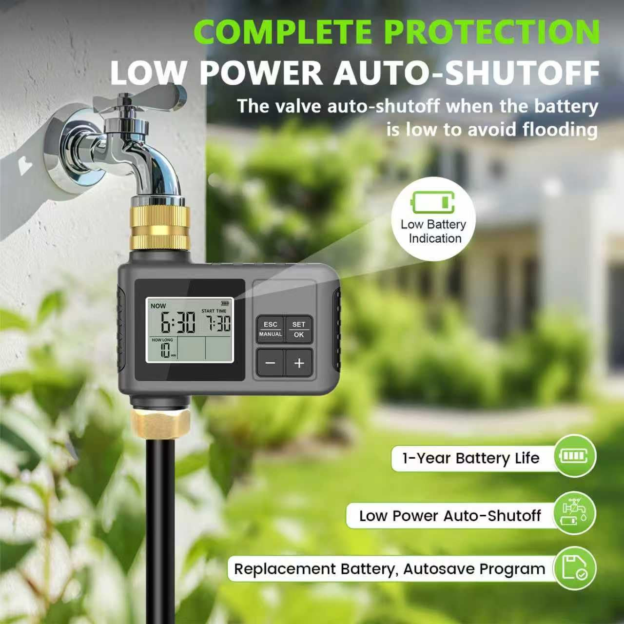 120 Ft Drip Irrigation System with Smart Water Timer – Automatic Garden Watering