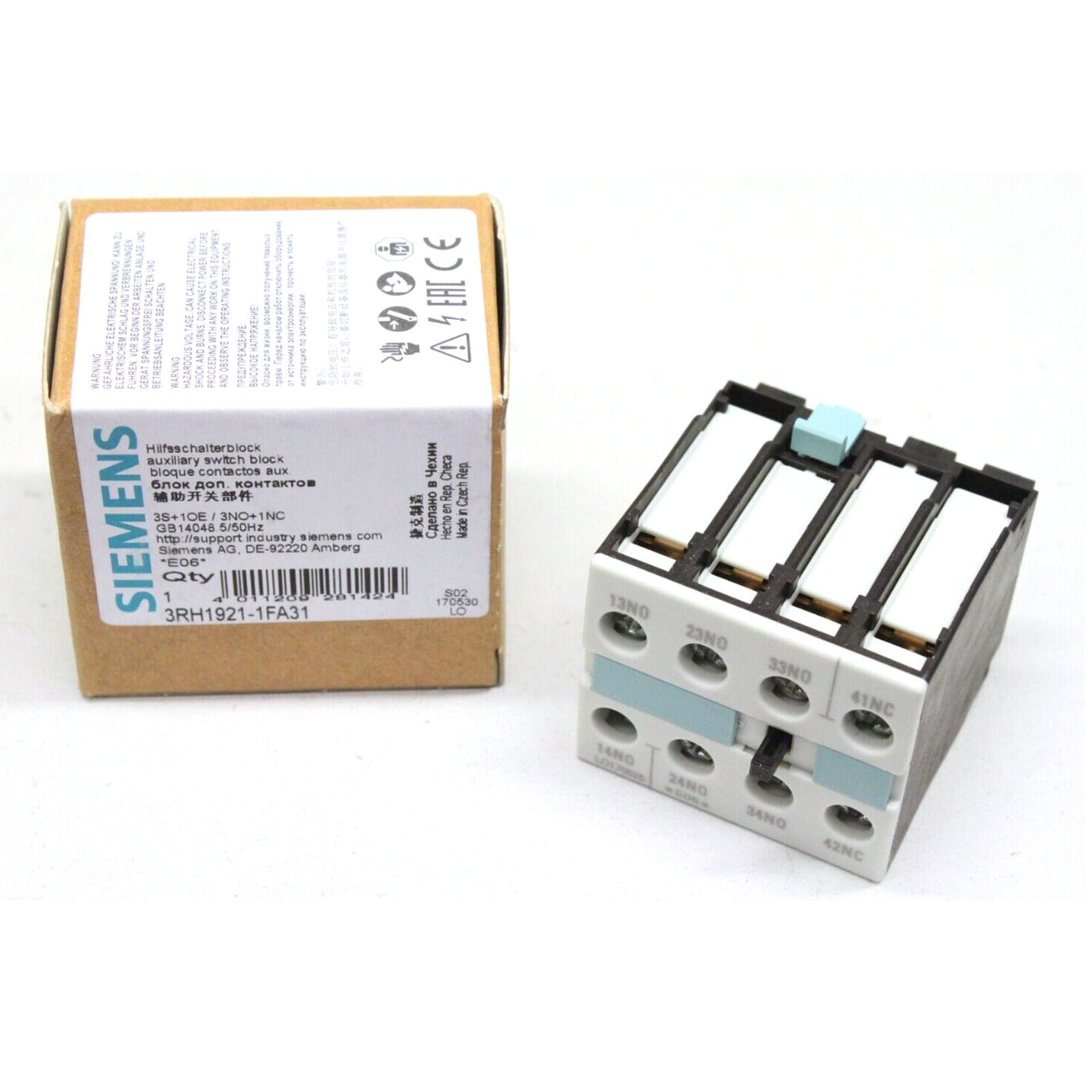 New In Box Siemens 3RH1921-1FA31 Auxiliary Switch Block