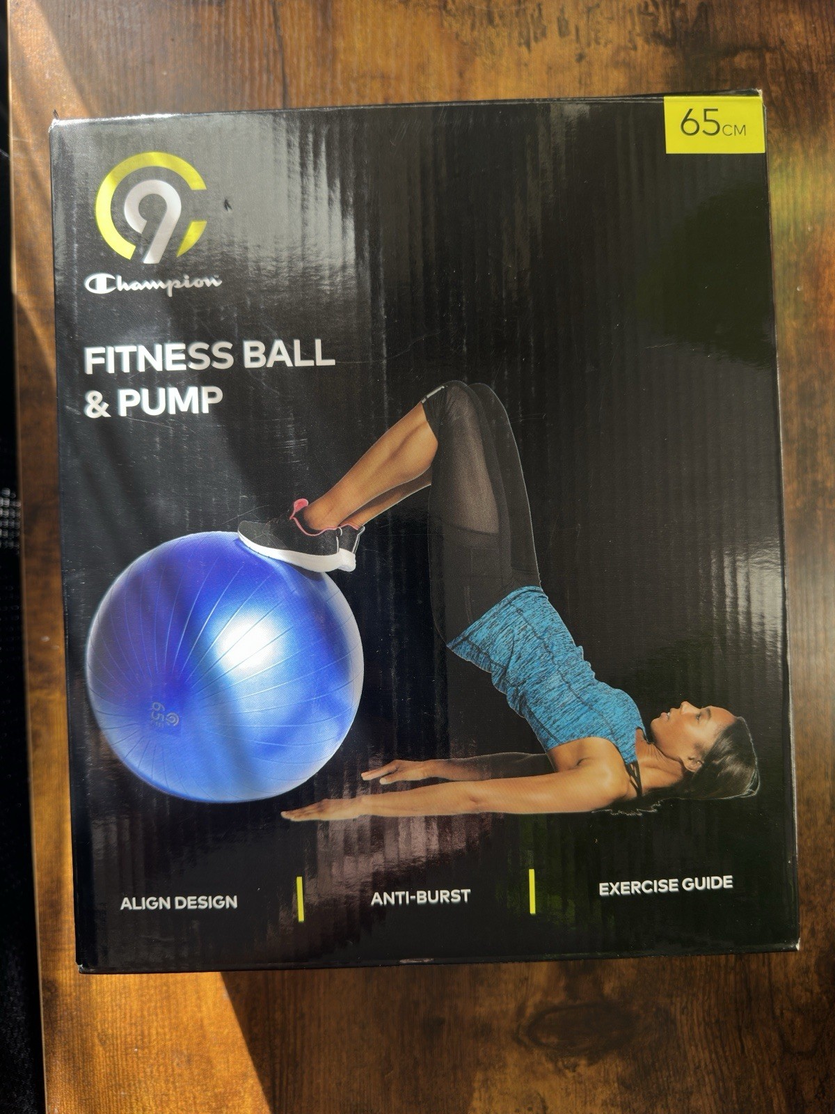C9 Champion Fitness Ball & Pump 65cm Blue - New In Box Anti-Burst Yoga Ball