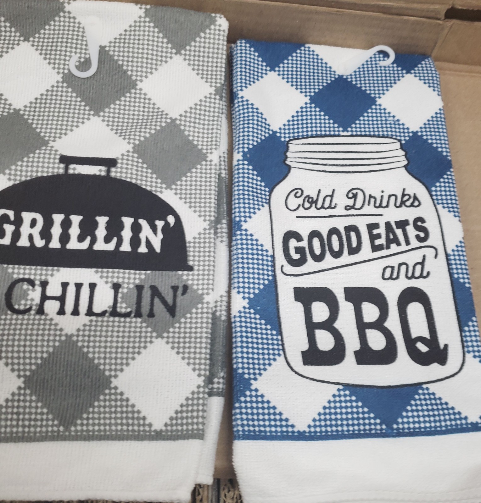 3 Different Microfiber Towels (15"x25") BBQ THEME, RED, BLUE & GREY DESIGNS, GR