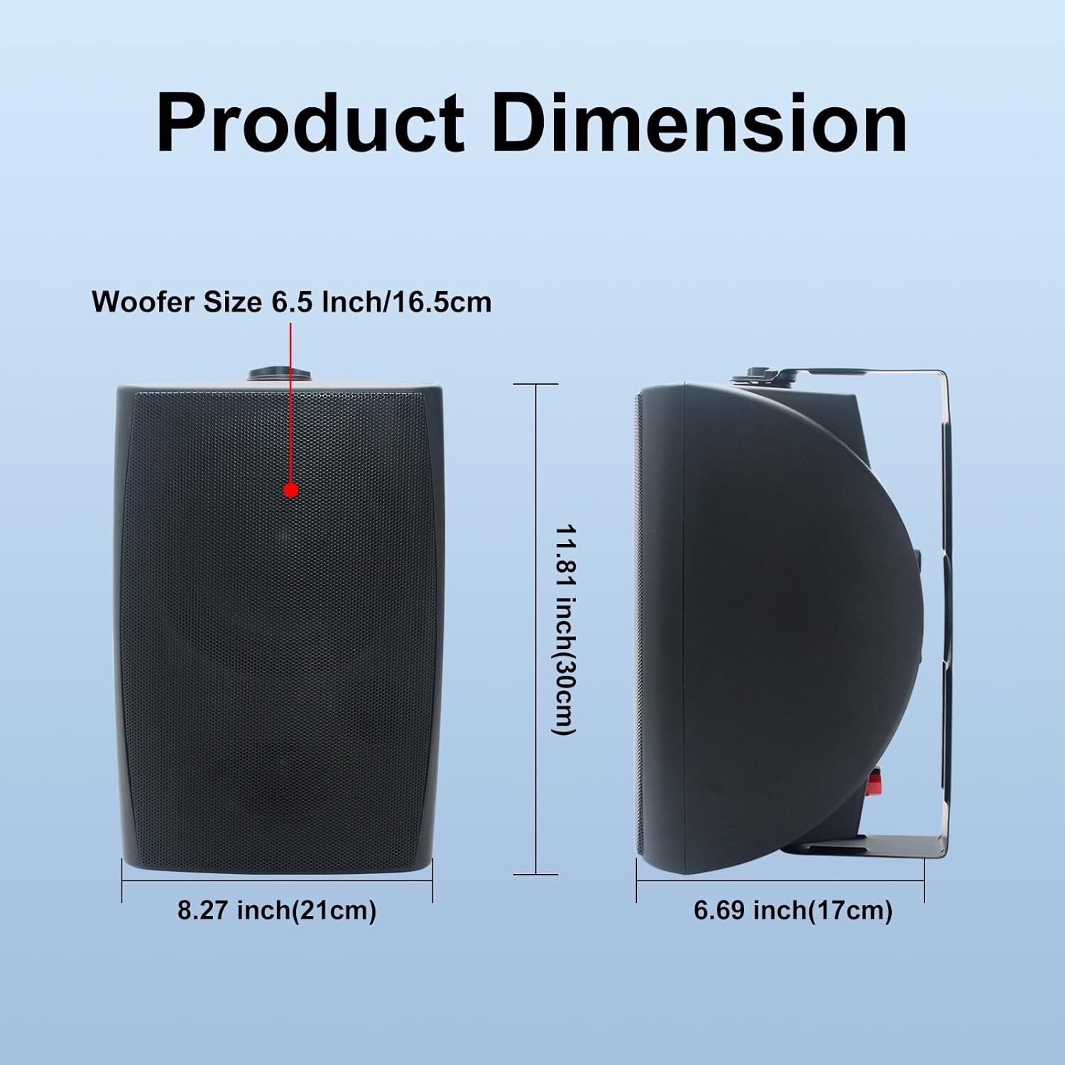400W 2x 6.5" In/Outdoor Speakers Wired Waterproof Wall Mounted Speakers