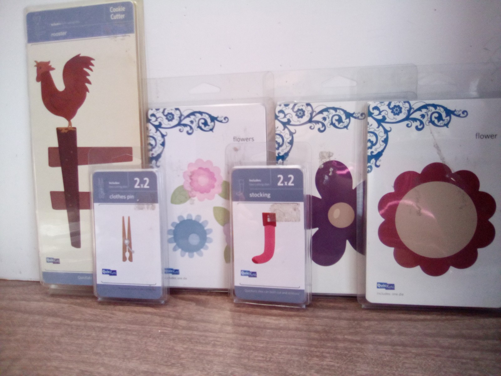 6 Lot QuicKutz Dies Cookie Cutters Stocking Rooster Clothespin Fflowers