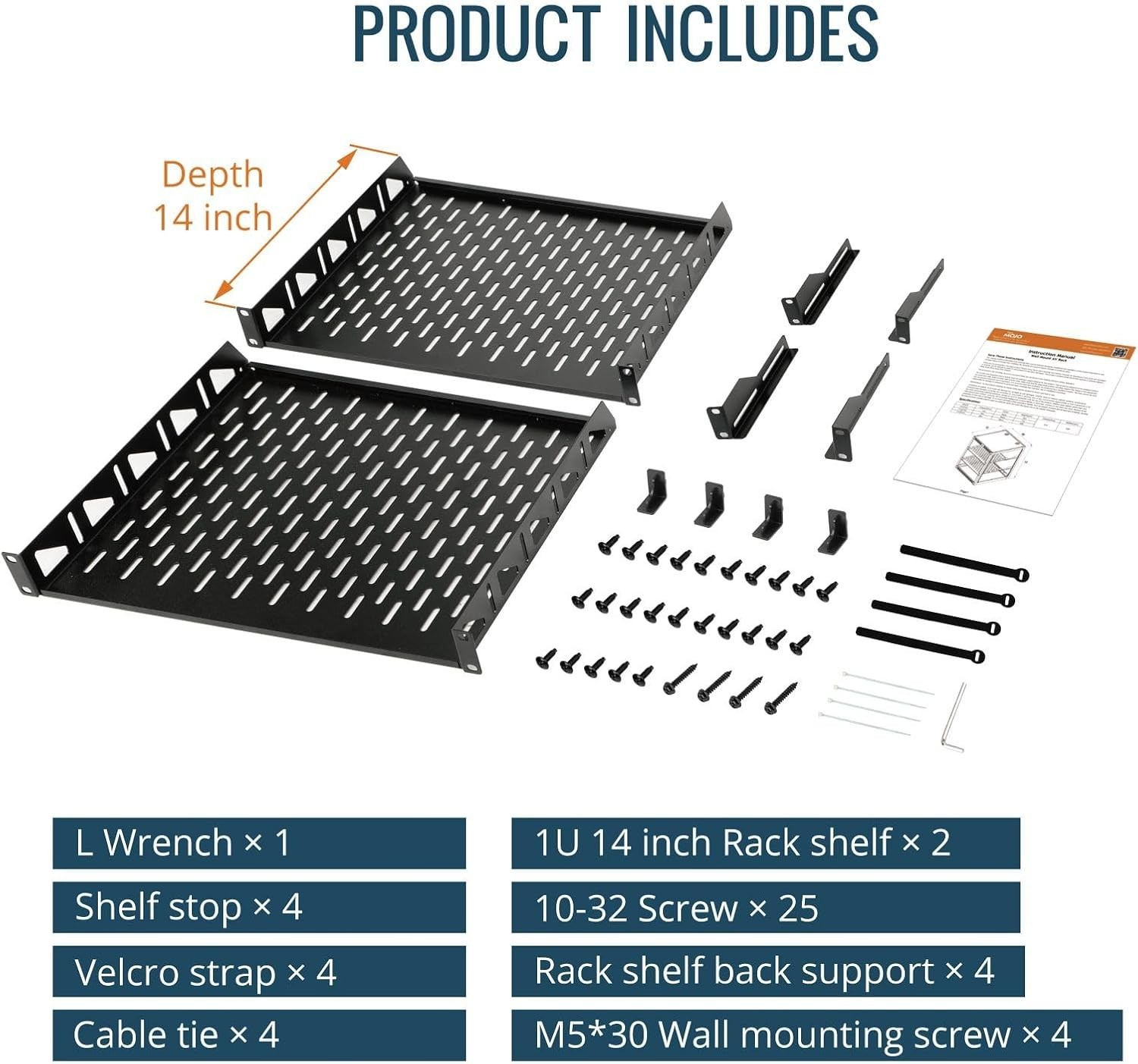 12U Open Frame Network Rack for IT & AV Gear, AV Rack Floor Standing or Wall ...