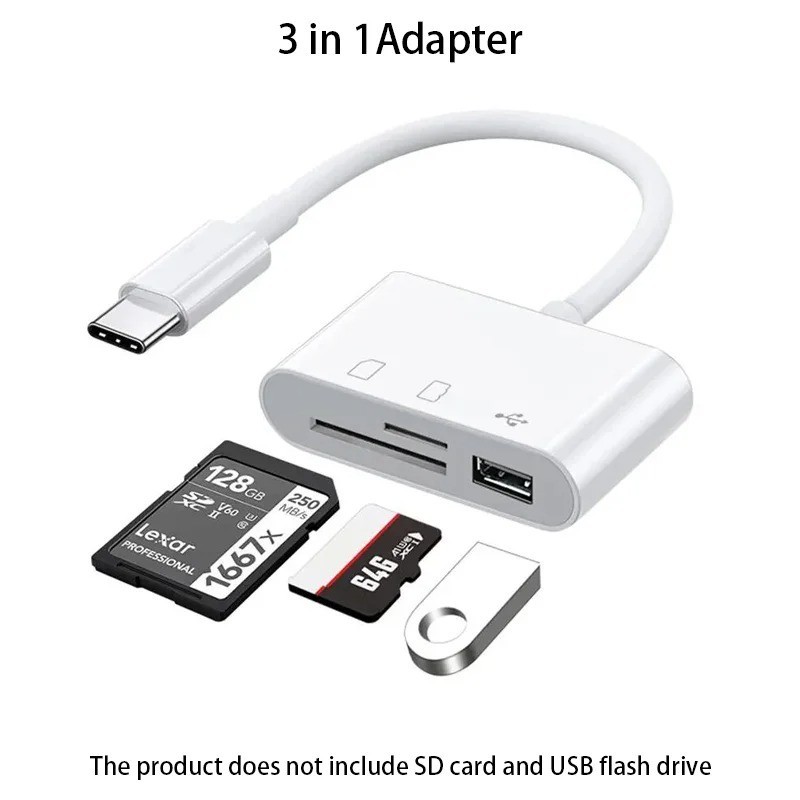 Fro 3 In 1 Typ-C Adapter TF SD Memory Card Reader OTG USB C USB2.0 Card Connecto