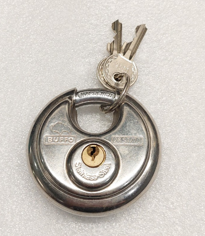 Buffo No 28ST 70mm Stainless Steel Padlock & 2 Keys Hardened Made In Germany