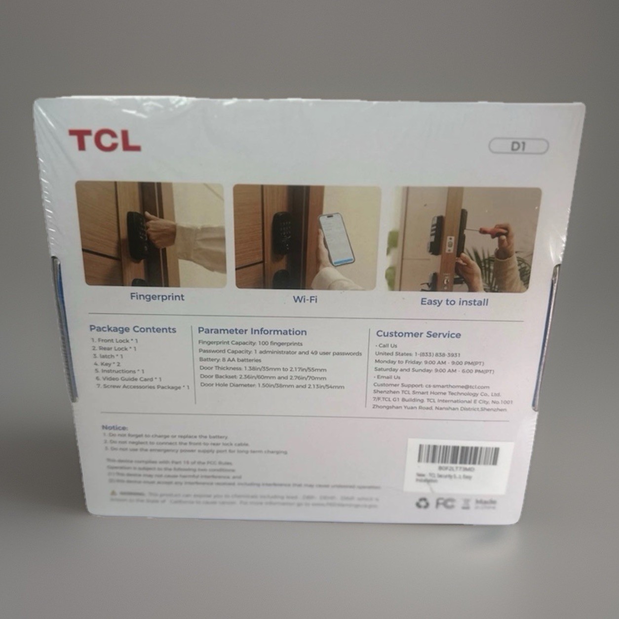New TCL Wi-Fi Smart Door Lock Keyless Entry Fingerprint