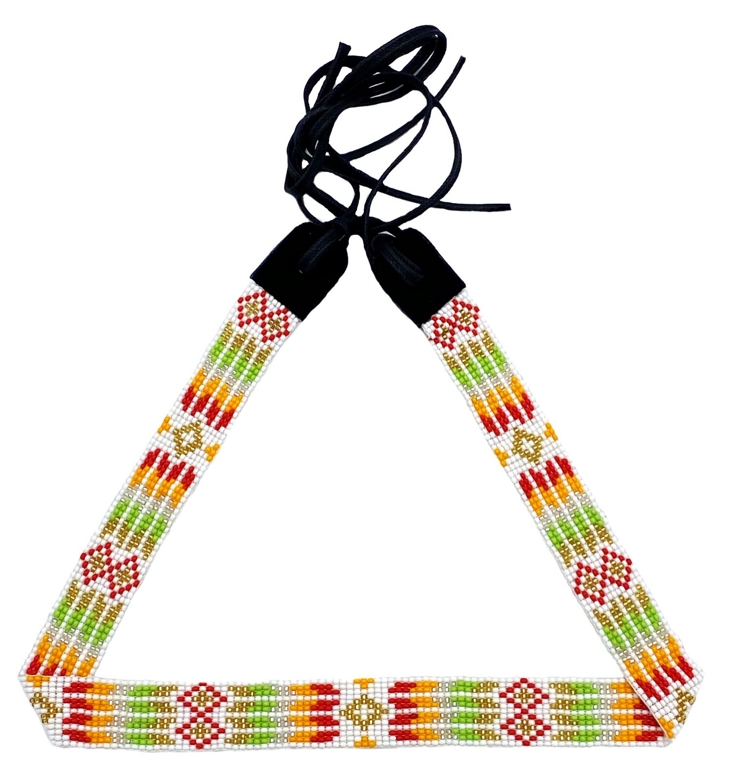 Handmade Beaded Native Style White Multi-Color Beadwork Cowboy Hatband H55/5