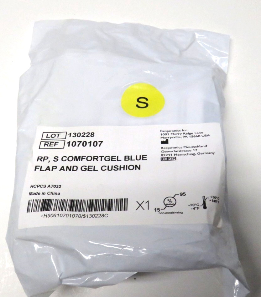 Respironics ComfortGel Blue Flap & Gel Replacement Cushion 1070107 Size S Small