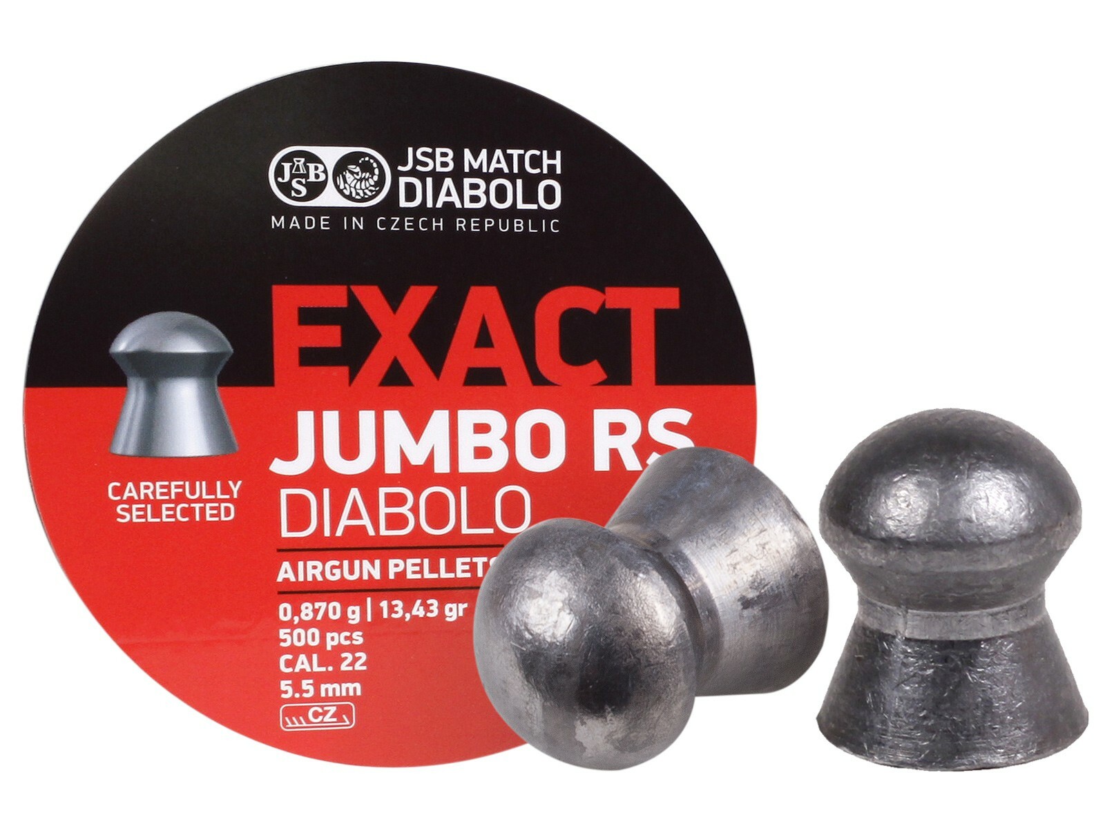 JSB Match Diabolo Exact Jumbo RS .22 Cal 13.43 Grains Domed, 2000ct (4 tins 500)