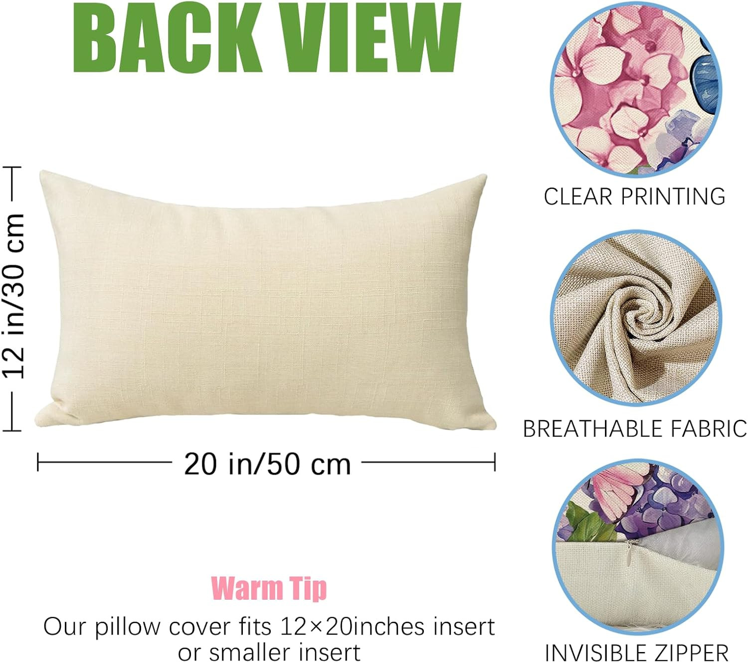 Spring Summer Lumbar Decorative Rectangle Pillow Cover 12 x 20, Hydrangea Flower