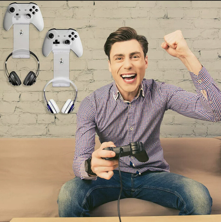 Wall Mount for Gaming Headset & Controller | Clear Acrylic Display Rack | Space