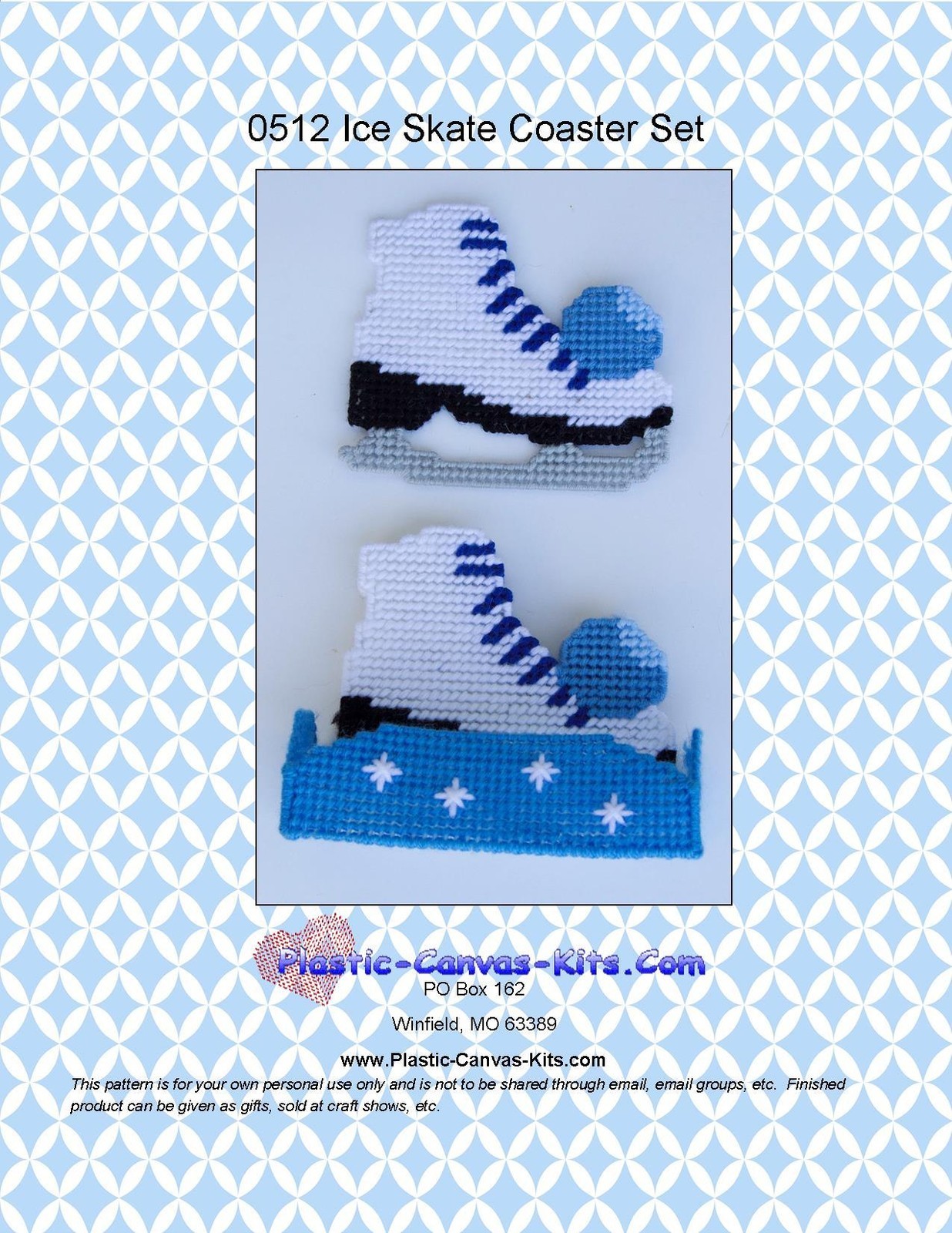 Ice Skate Coasters-Plastic Canvas Pattern or Kit