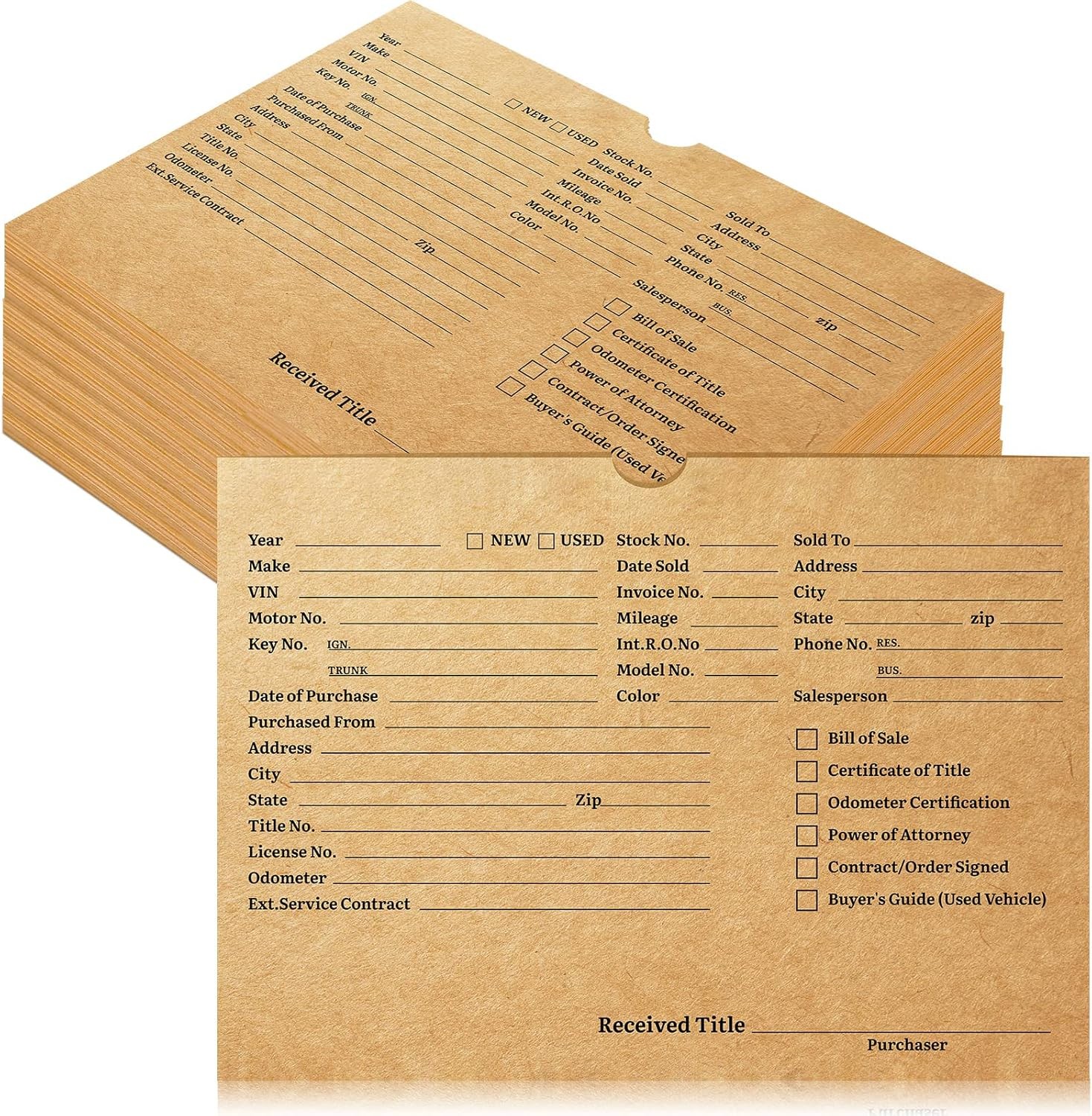 50 Pieces Vehicle Dealer Jackets for Dealerships 8 x 12 Inches Printed Vehicl...