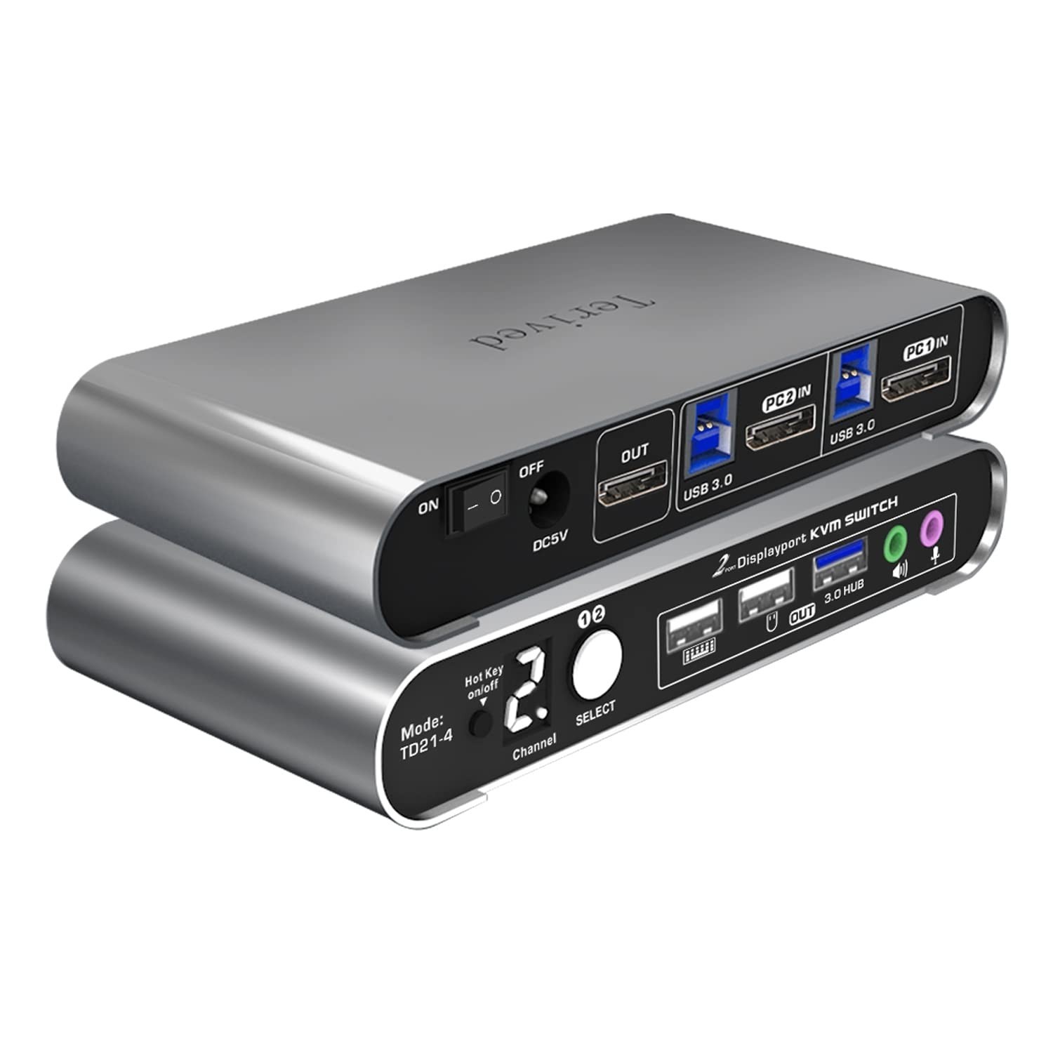 2 Port DP USB 3.0 Automatic KVM Switch Two Computers 1 DisplayPort Monitor sw...