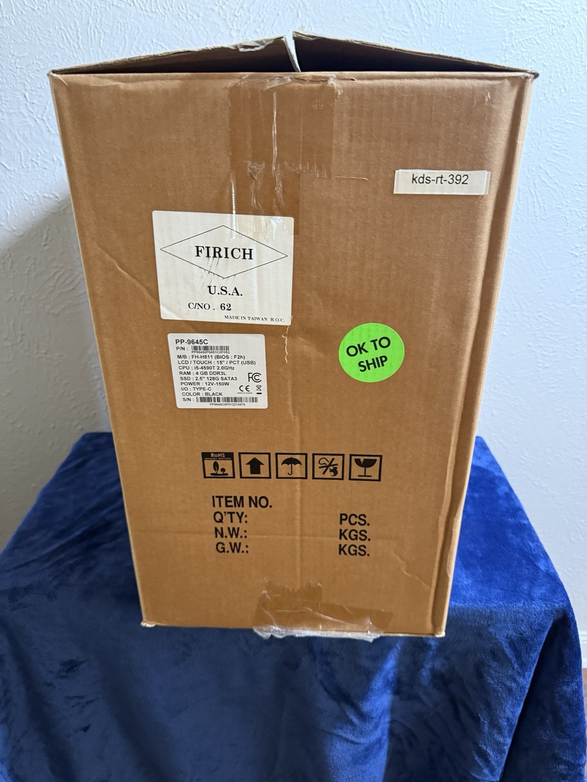 POS Touch Screen System Intel i5-4590TE 2.0GHz 15” LCD 128GB